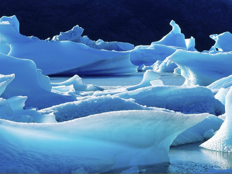 Icebergs Floating in Water — Blue, Serene