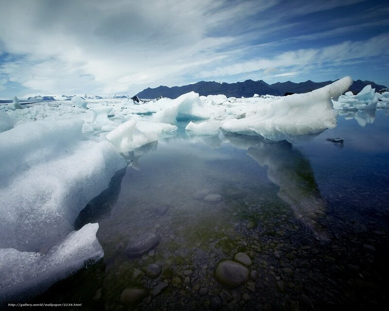 Icebergs in a glacial lagoon