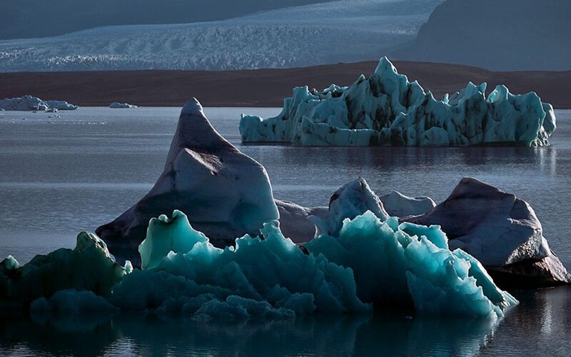 Icebergs in a Lagoon — Blue, Dramatic, Winter