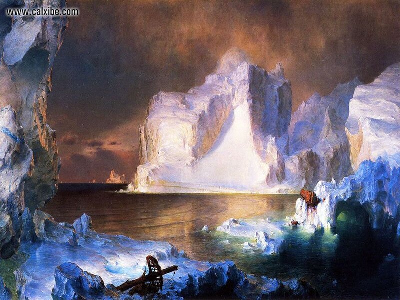 Icebergs in a stormy sea