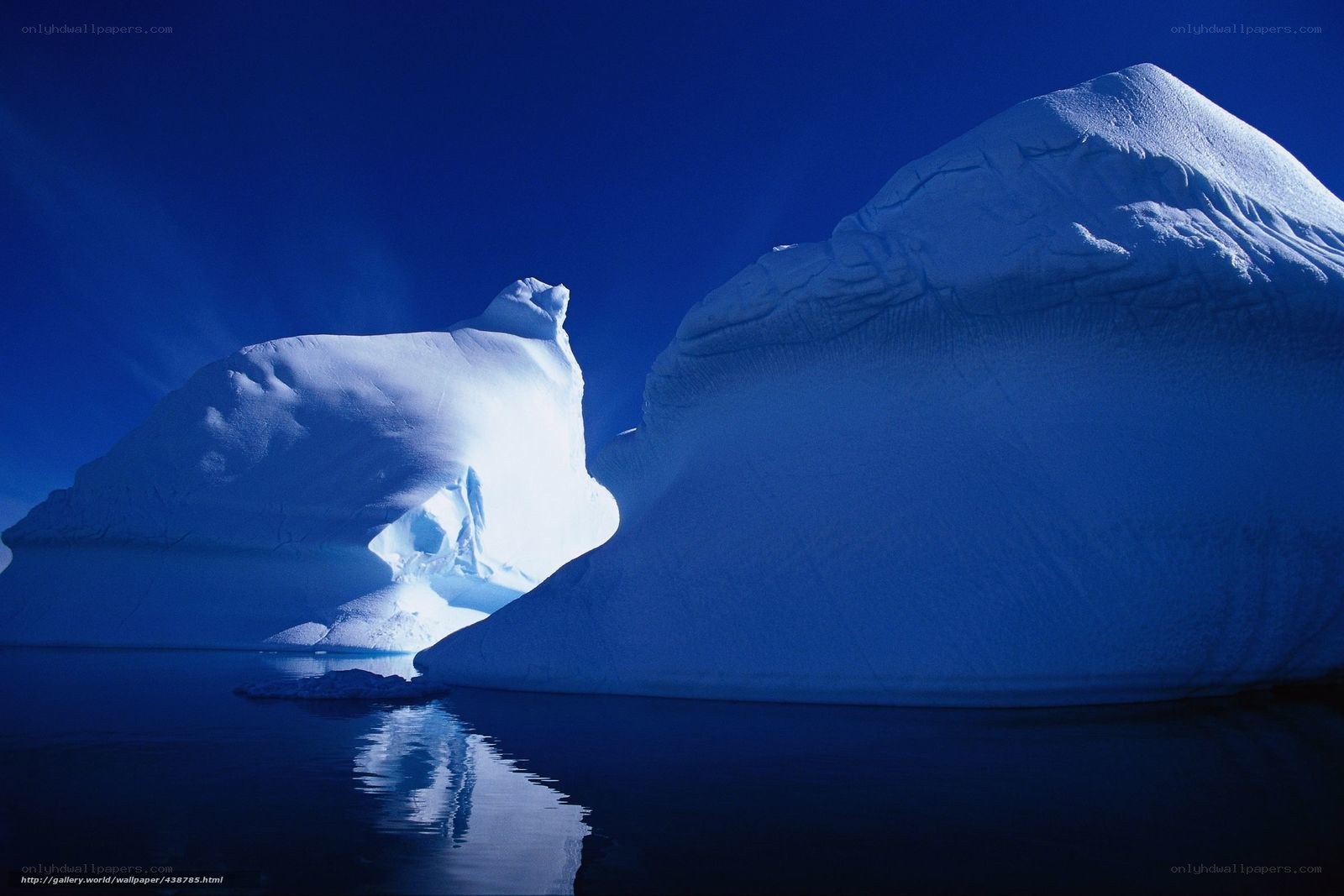 Icebergs in blue light