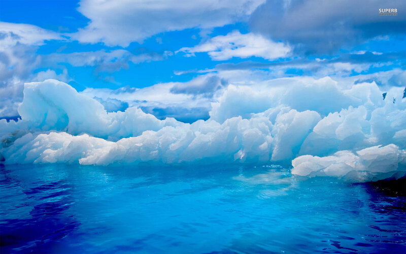 Icebergs in Blue Water — Serene, Photograph