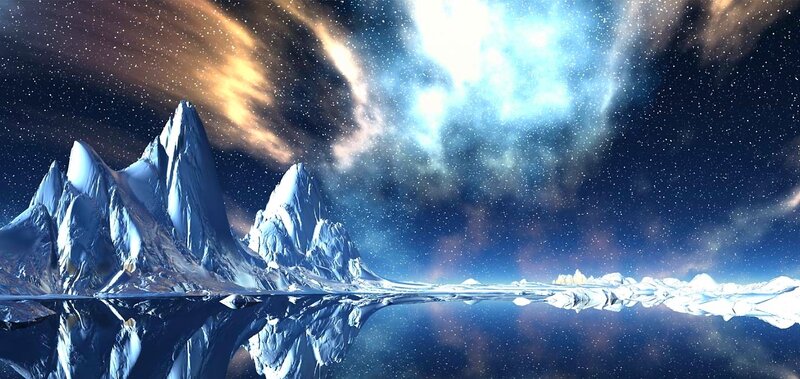 Icebergs in Calm Water — Blue