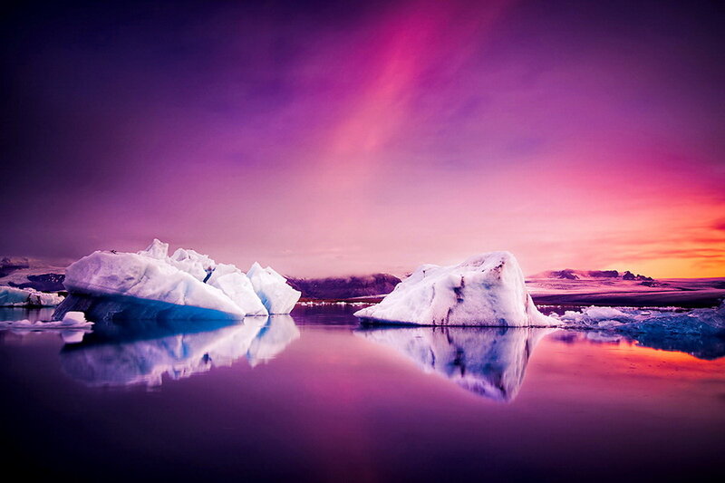 Icebergs in Calm Water — Purple