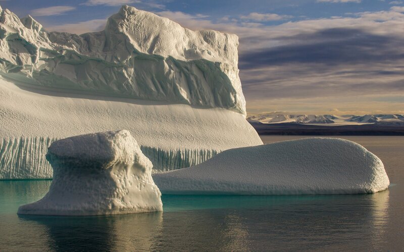 Icebergs in Calm Water — White, Serene