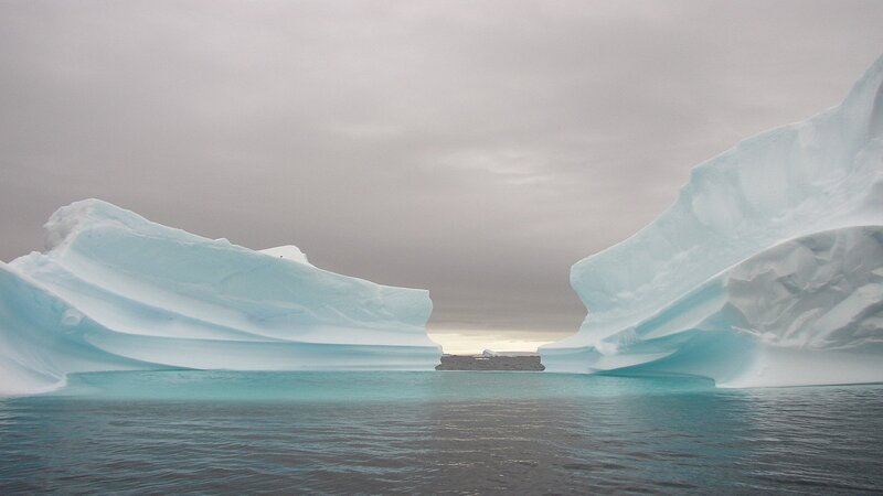 Icebergs in calm waters