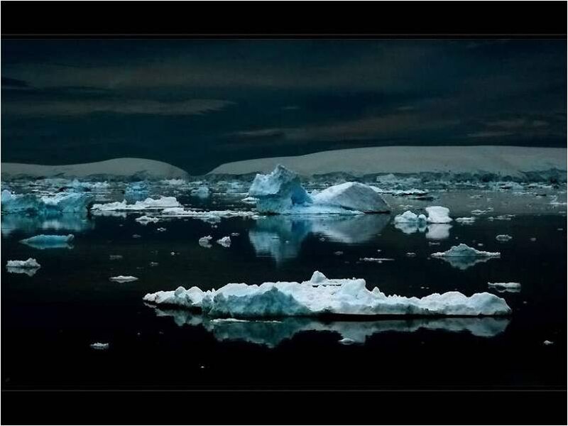 Icebergs in Dark Water