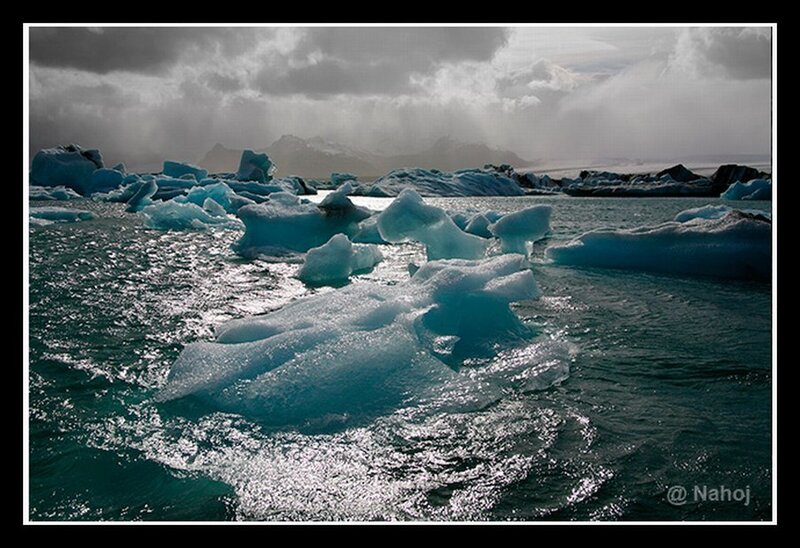 Icebergs in Glacial Lagoon — Blue, Dramatic, Photograph, Glacier