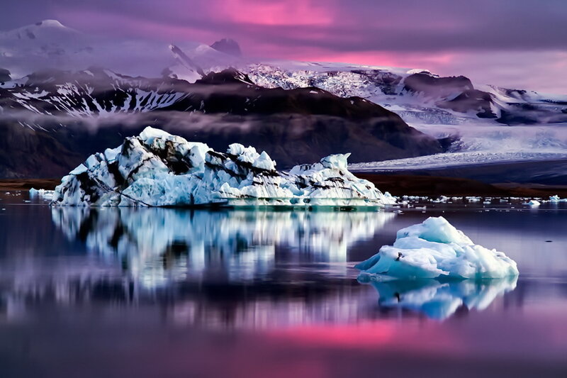 Icebergs in Glacial Lagoon — Purple, Serene