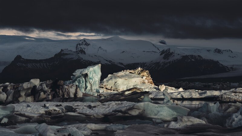 Icebergs in Glacial Lagoon — White