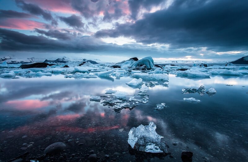 Icebergs in Lagoon — Blue, Dramatic