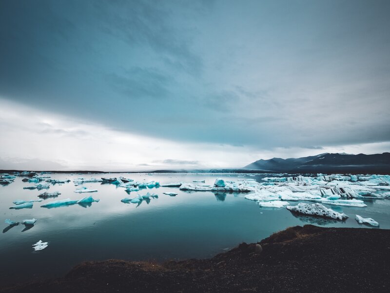 Icebergs in Lagoon — Blue, Dramatic, Winter