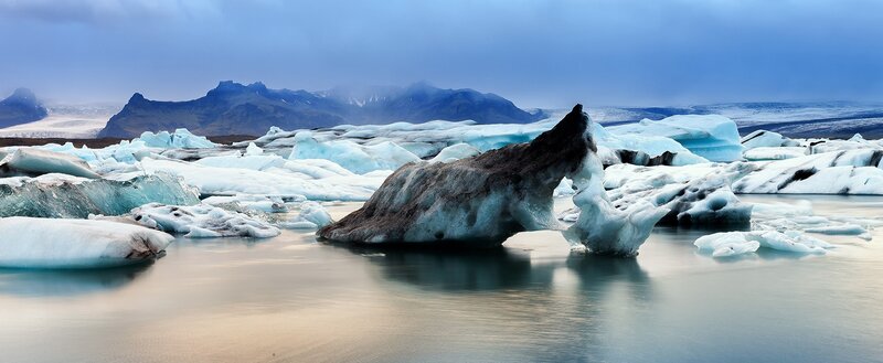 Icebergs in Lagoon — Blue, Serene