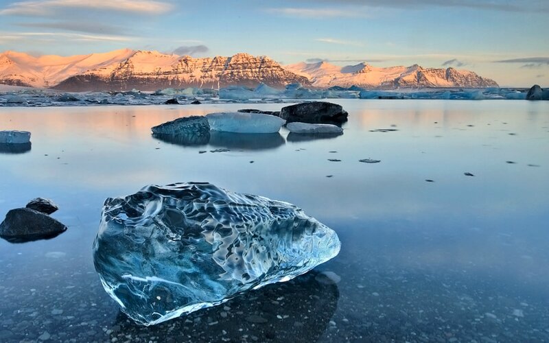 Icebergs in Lagoon — Blue