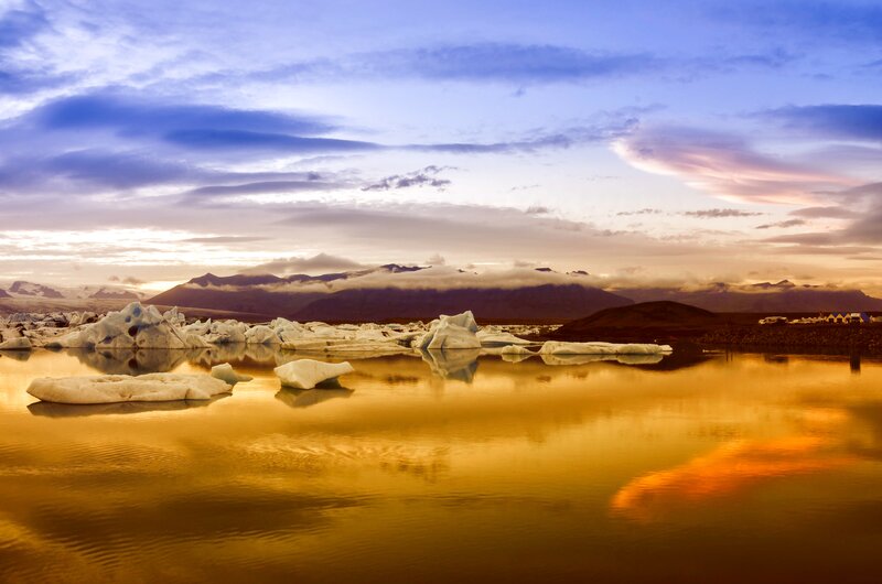 Icebergs in Lagoon — Gold
