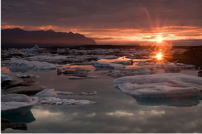 Icebergs in Lagoon — Orange