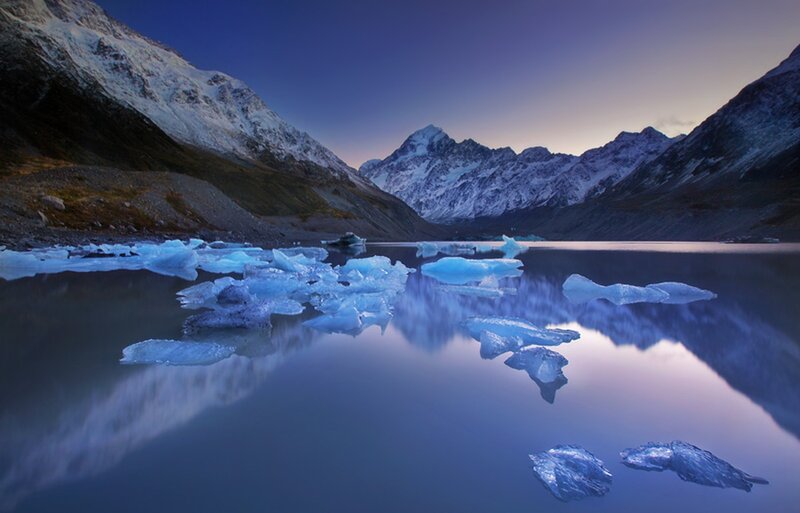 Icebergs in Mountain Lake