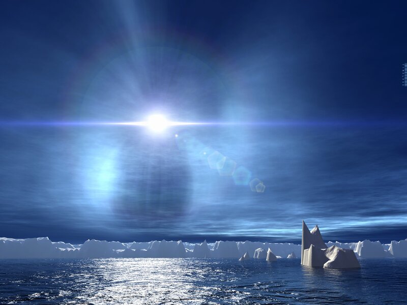 Icebergs in Ocean — Blue, Serene, Morning
