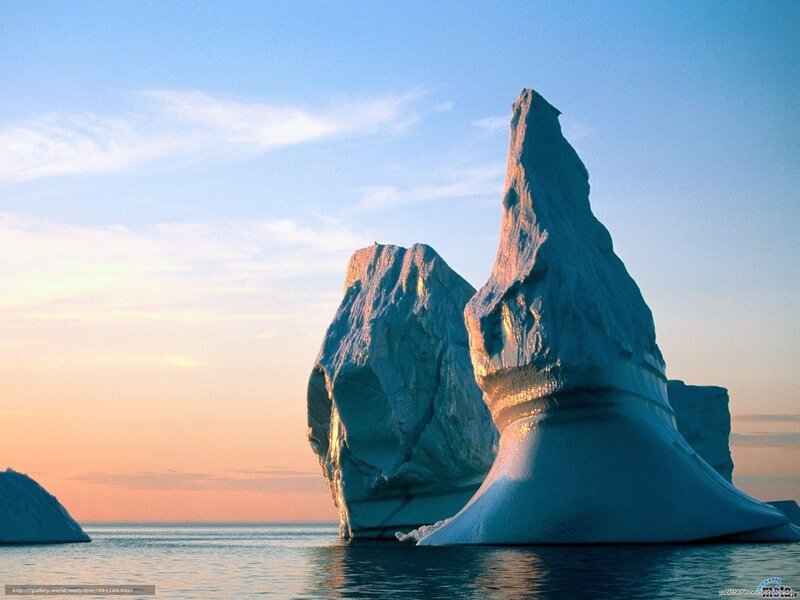 Icebergs in Ocean — Blue, Serene, Sunset