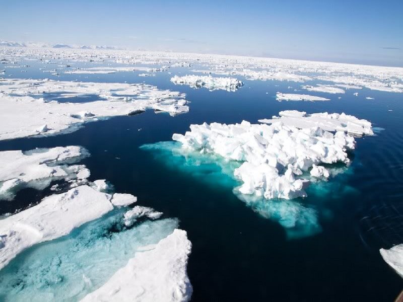 Icebergs in Ocean — Blue, Serene