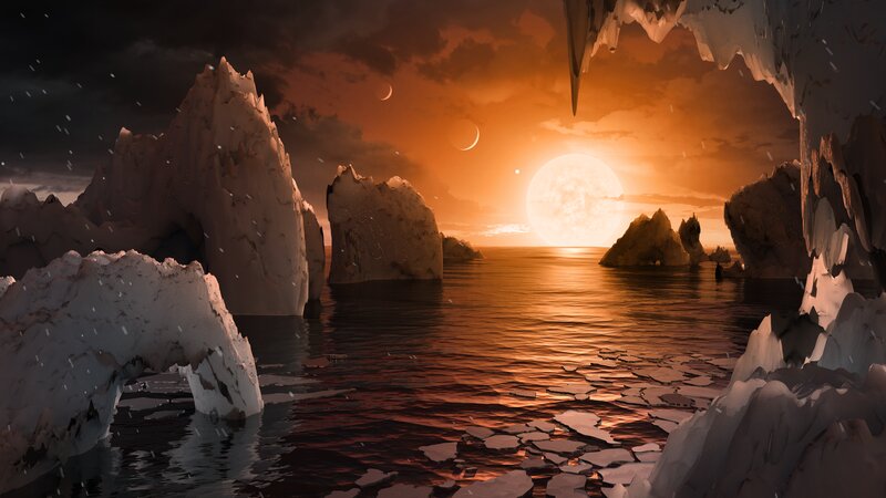 Icebergs in Orange Sea