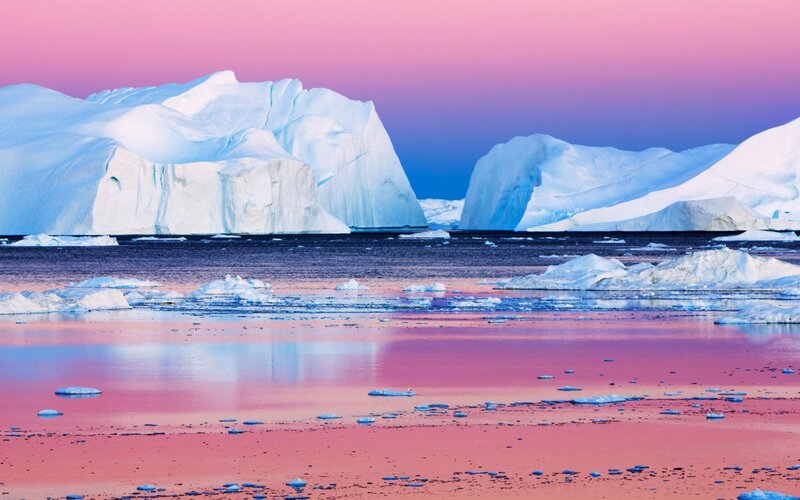 Icebergs in Polar Water — Pink