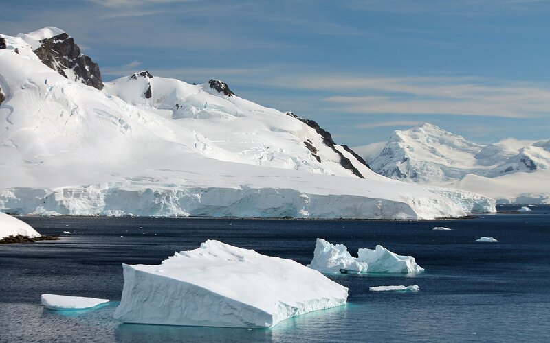Icebergs in Polar Water — White, Serene