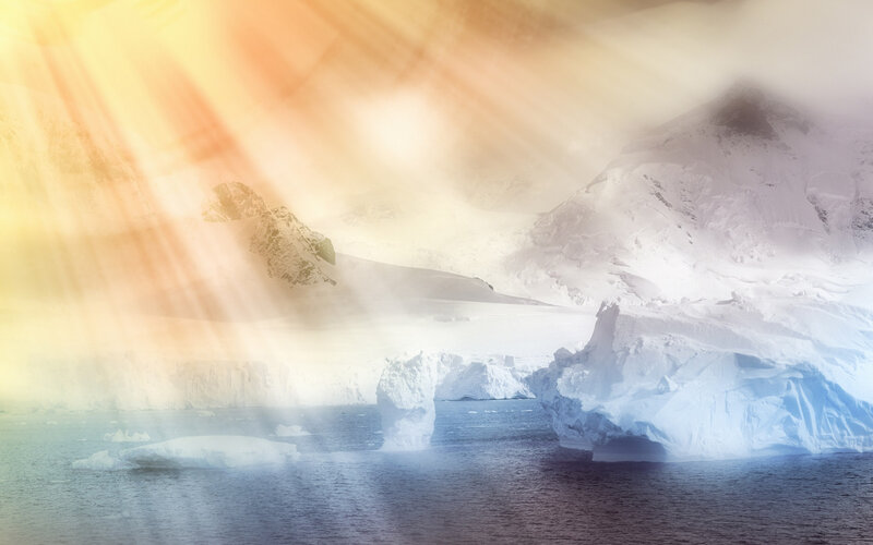 Icebergs in Polar Water — White