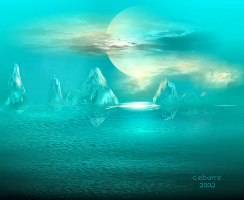 Icebergs in Turquoise Water — Cyan
