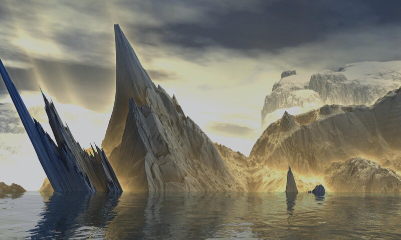 Icebergs in Water — White