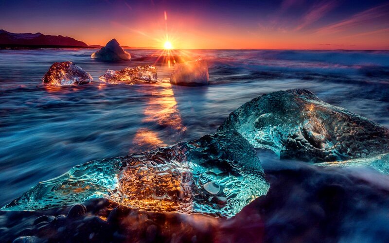 Icebergs on Beach — Blue, Dramatic