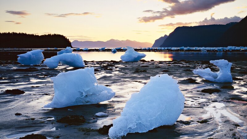 Icebergs on Beach — Blue, Serene