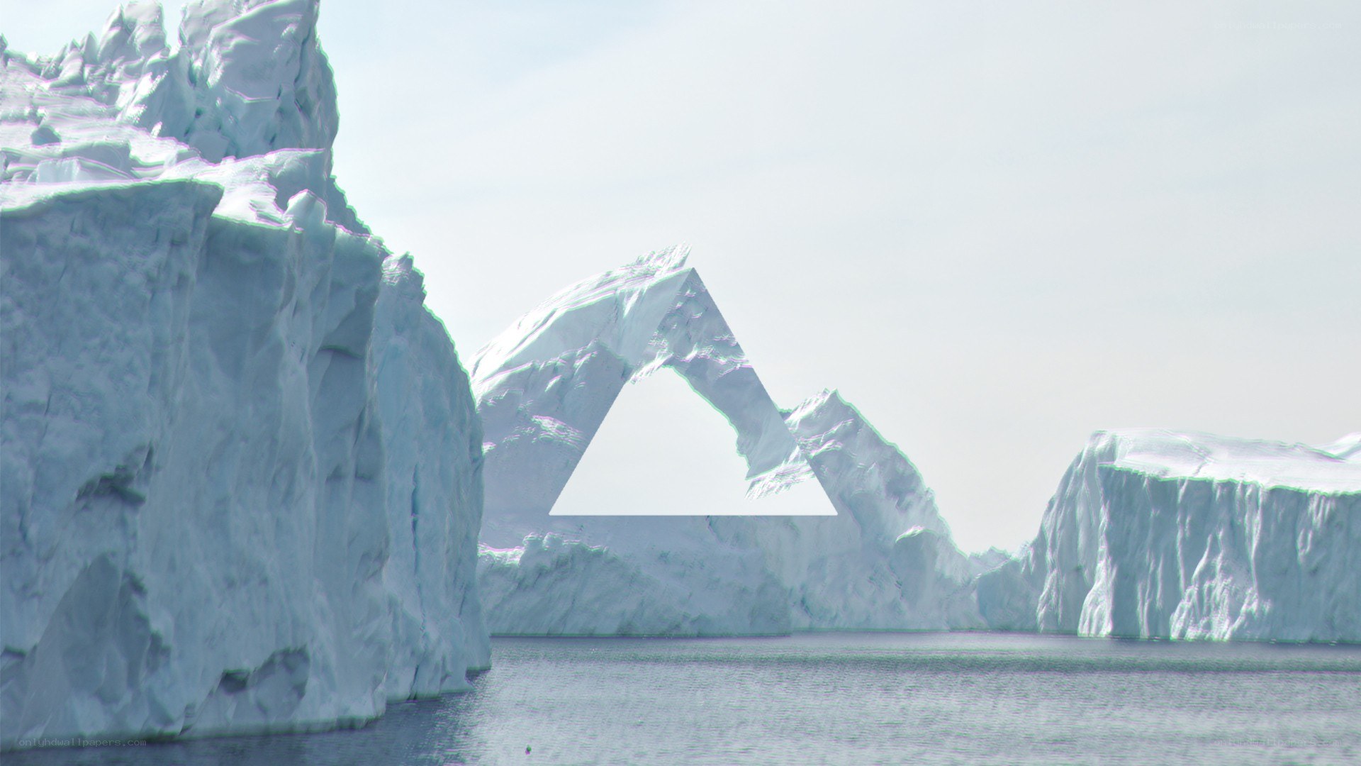 icebergs with geometric overlay