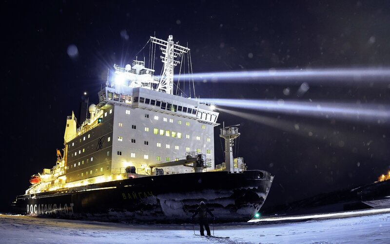 Icebreaker Ship at Night