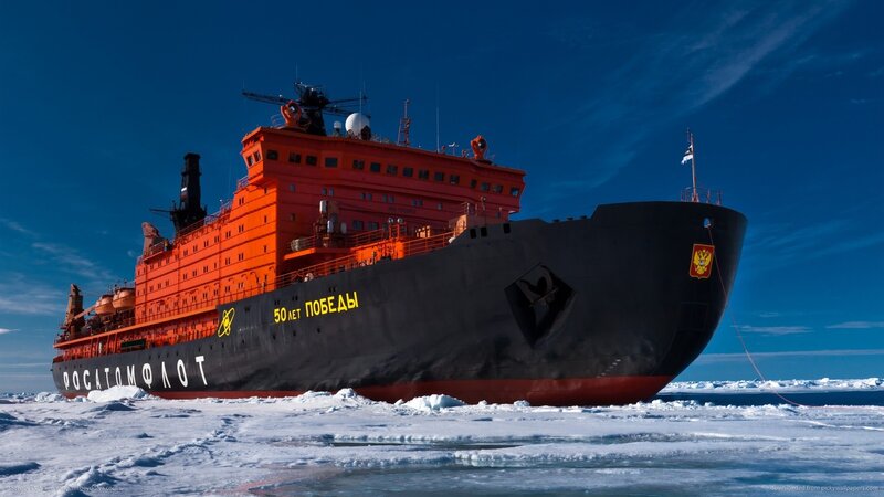Icebreaker ship in Arctic
