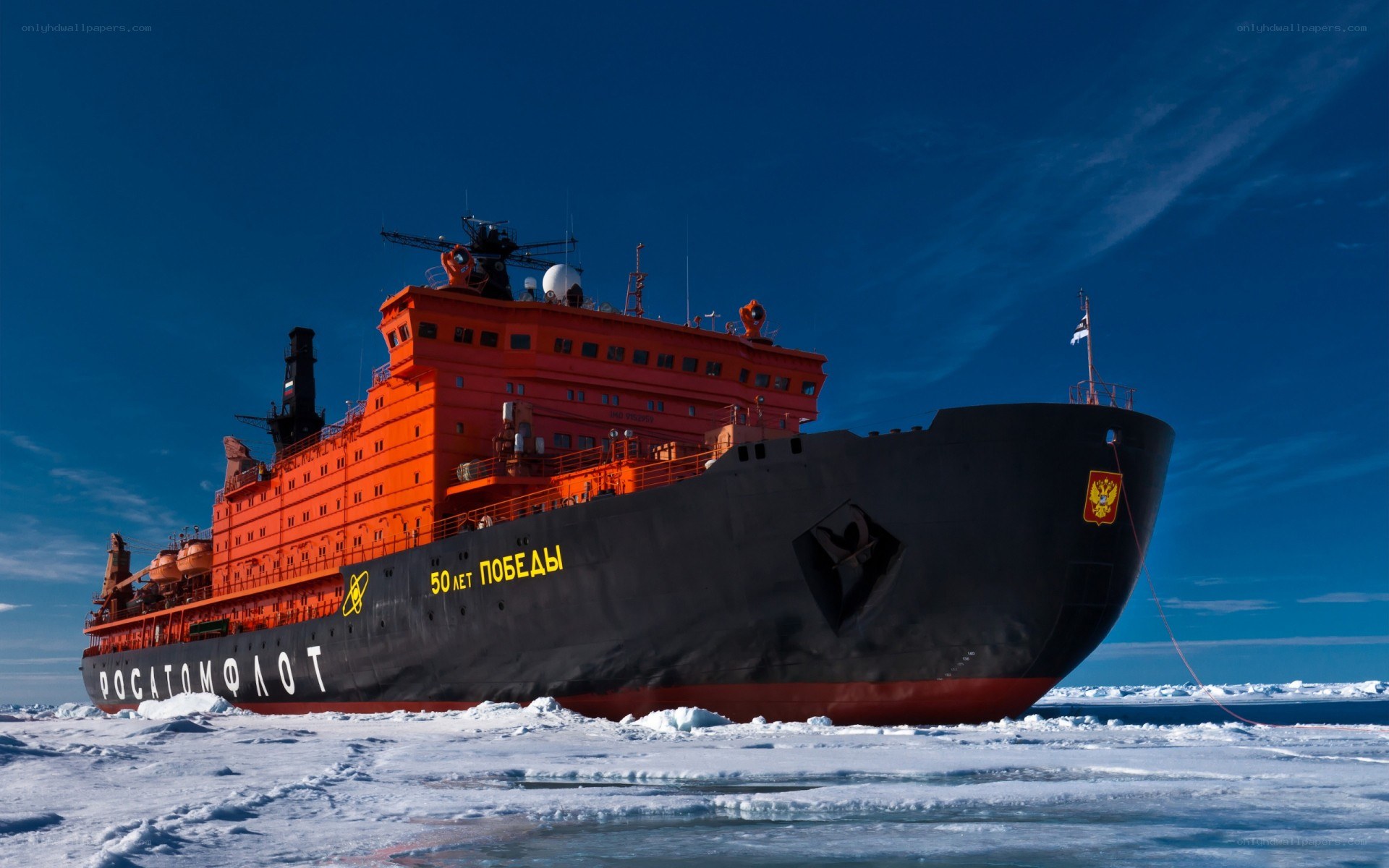 Icebreaker ship in Arctic