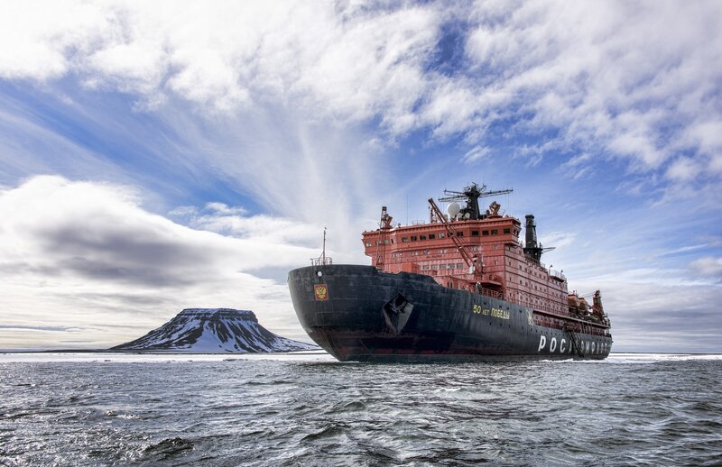 Icebreaker Ship in Arctic — Blue