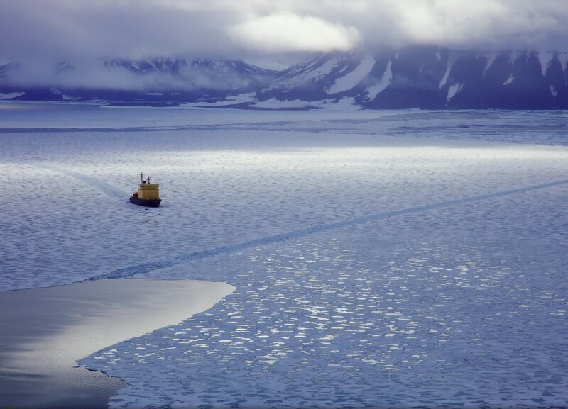 Icebreaker Ship in Ice — Blue