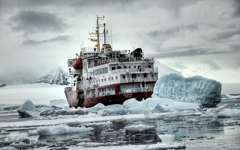 Icebreaker Ship in Ice — White, Cold