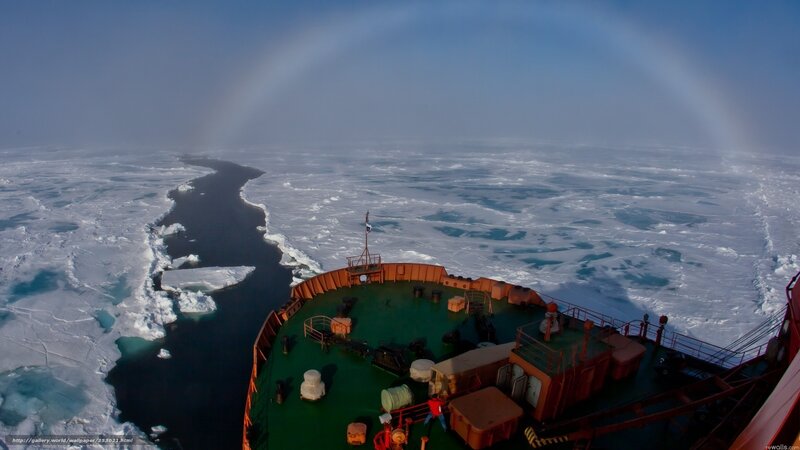 Icebreaker Ship in Ice — White, Cold, Winter