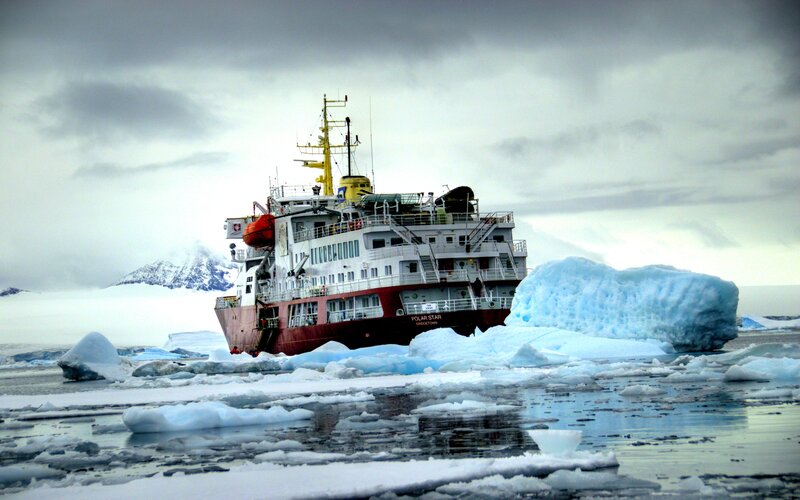 Icebreaker Ship in Ice — White