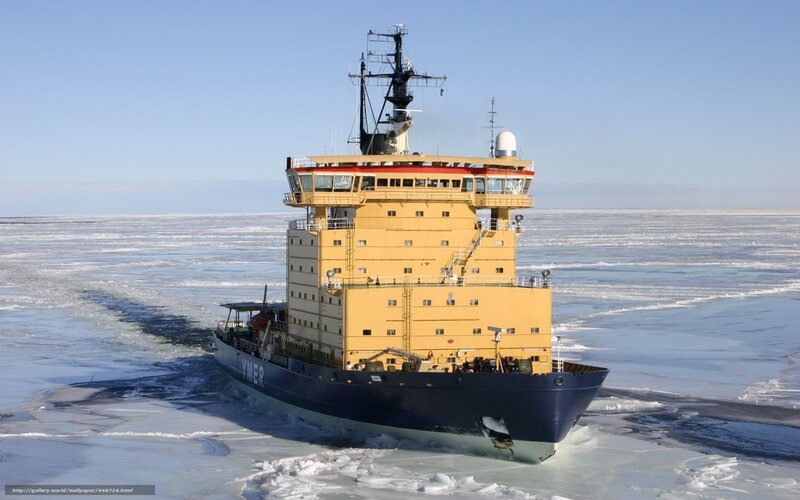 Icebreaker Ship in Ice — Yellow