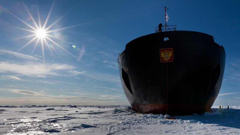 Icebreaker ship in polar region