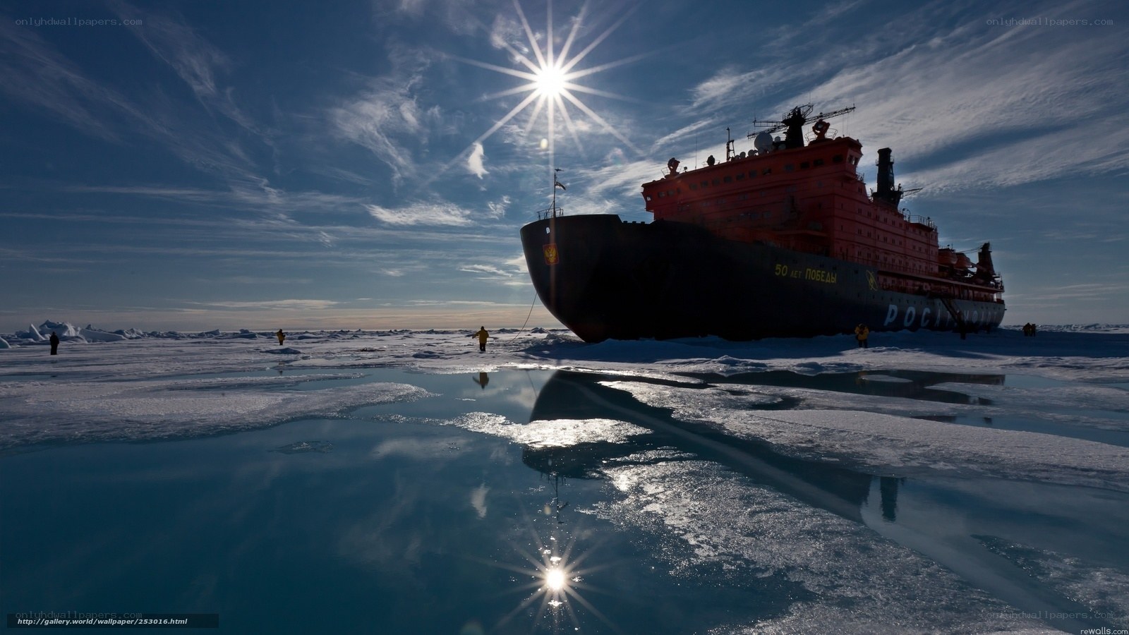 Icebreaker ship in polar region