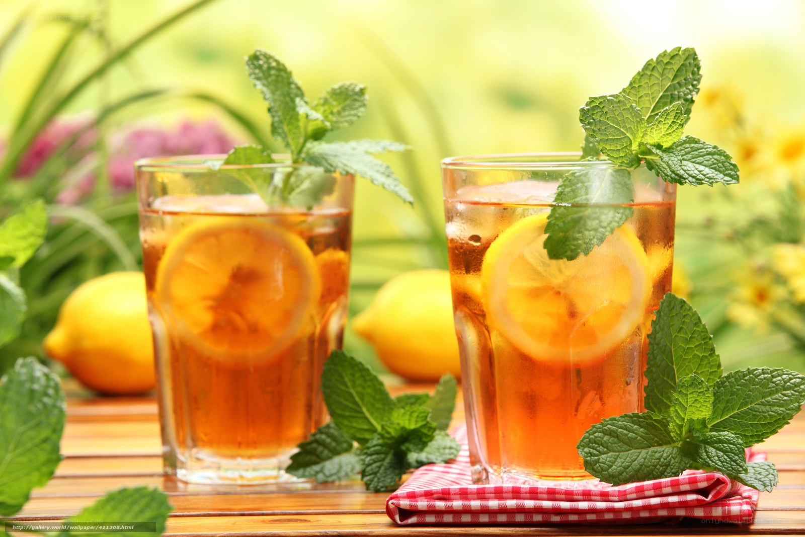 Iced tea with lemon and mint