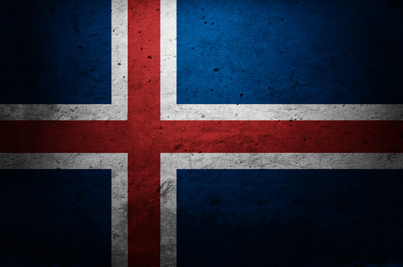 Iceland flag on textured wall