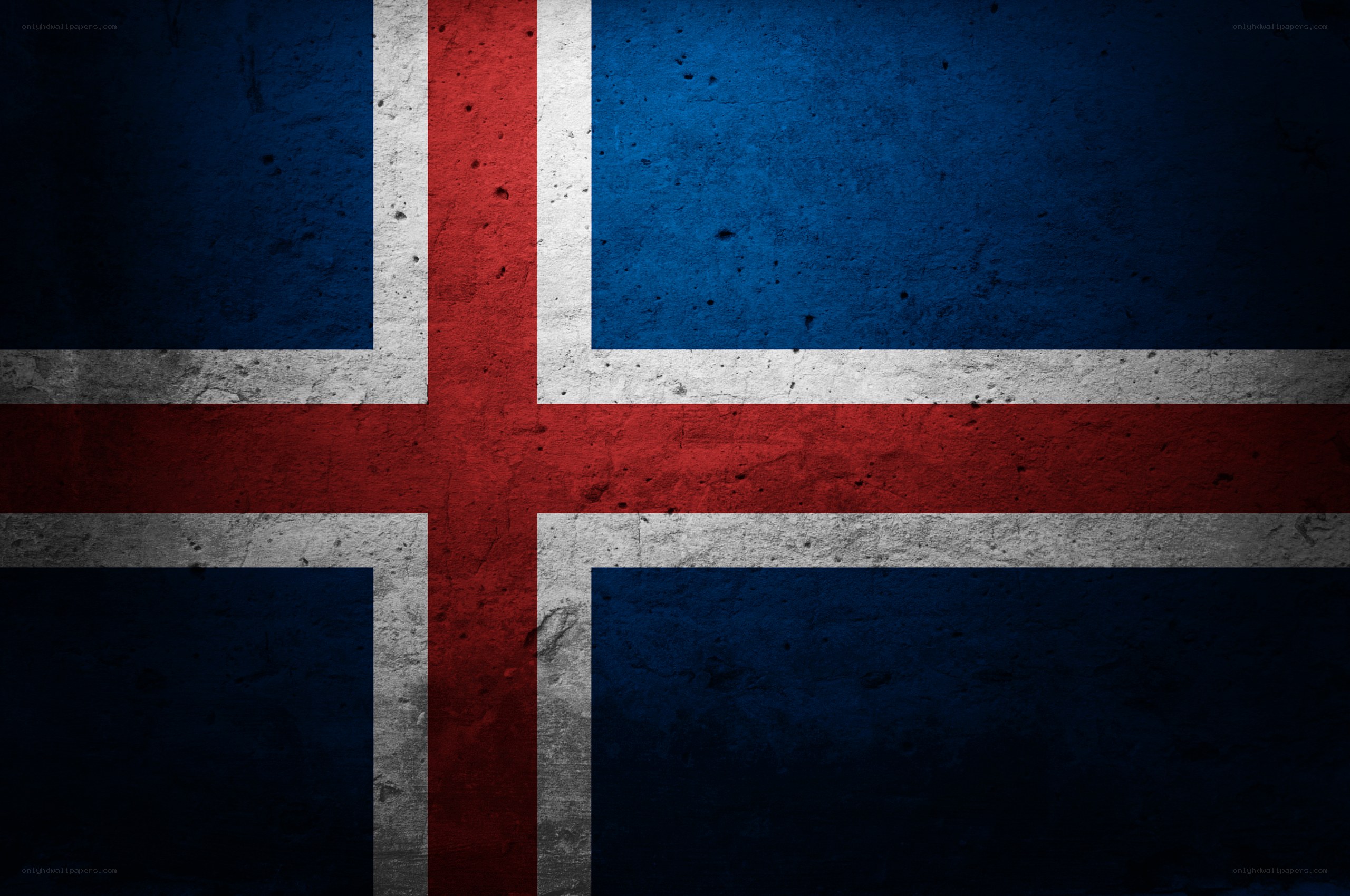Iceland flag on textured wall