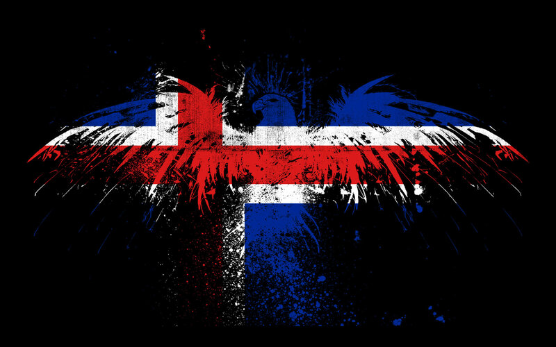 Iceland flag with eagle wings