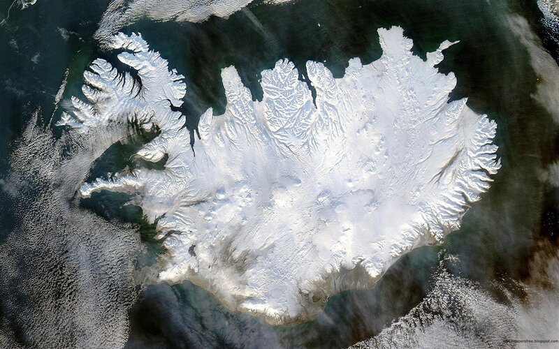 Iceland from Space — White, Dramatic, Winter