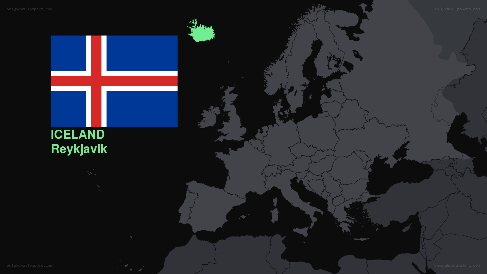Iceland on a map